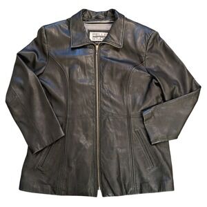 Pelle Studio Wilsons Leather Jacket Black Zip Front Thinsulate Women's XL